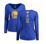 NBA Women's Nike Golden State Warriors #4 Quinn Cook Royal Blue Backer Long Sleeve T-Shirt