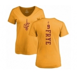 NBA Women's Nike Cleveland Cavaliers #9 Channing Frye Gold One Color Backer Slim-Fit V-Neck T-Shirt