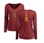 NBA Women's Nike Cleveland Cavaliers #9 Channing Frye Maroon Backer Long Sleeve T-Shirt