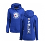 NBA Women's Nike Philadelphia 76ers #2 Moses Malone Royal Blue Backer Pullover Hoodie
