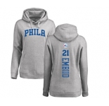 NBA Women's Nike Philadelphia 76ers #21 Joel Embiid Ash Backer Pullover Hoodie