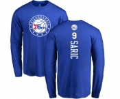 NBA Nike Philadelphia 76ers #9 Dario Saric Royal Blue Backer Long Sleeve T-Shirt