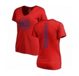 Basketball Women's Philadelphia 76ers #0 Josh Richardson Red One Color Backer Slim-Fit V-Neck T-Shirt