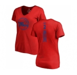 NBA Women's Nike Philadelphia 76ers #2 Moses Malone Red One Color Backer Slim-Fit V-Neck T-Shirt