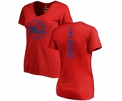 NBA Women's Nike Philadelphia 76ers #2 Moses Malone Red One Color Backer Slim-Fit V-Neck T-Shirt