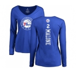 NBA Women's Nike Philadelphia 76ers #2 Moses Malone Royal Blue Backer Long Sleeve T-Shirt