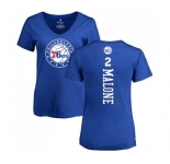 NBA Women's Nike Philadelphia 76ers #2 Moses Malone Royal Blue Backer T-Shirt