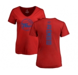 NBA Women's Nike Philadelphia 76ers #21 Joel Embiid Red One Color Backer Slim-Fit V-Neck T-Shirt