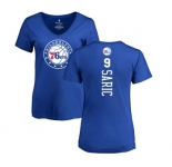 NBA Women's Nike Philadelphia 76ers #9 Dario Saric Royal Blue Backer T-Shirt