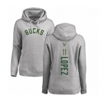 NBA Women's Nike Milwaukee Bucks #11 Brook Lopez Ash Backer Pullover Hoodie