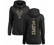 NBA Women's Nike Milwaukee Bucks #11 Brook Lopez Black One Color Backer Pullover Hoodie