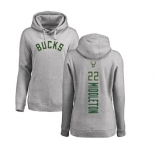 NBA Women's Nike Milwaukee Bucks #22 Khris Middleton Ash Backer Pullover Hoodie