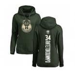 NBA Women's Nike Milwaukee Bucks #34 Giannis Antetokounmpo Green Backer Pullover Hoodie