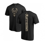 NBA Nike Milwaukee Bucks #34 Giannis Antetokounmpo Black One Color Backer T-Shirt