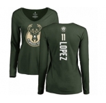 NBA Women's Nike Milwaukee Bucks #11 Brook Lopez Green Backer Long Sleeve T-Shirt