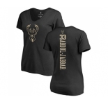 NBA Women's Nike Milwaukee Bucks #33 Kareem Abdul-Jabbar Black One Color Backer Slim-Fit V-Neck T-Shirt