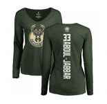 NBA Women's Nike Milwaukee Bucks #33 Kareem Abdul-Jabbar Green Backer Long Sleeve T-Shirt