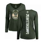 NBA Women's Nike Milwaukee Bucks #34 Giannis Antetokounmpo Green Backer Long Sleeve T-Shirt