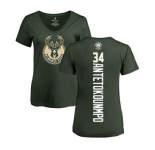 NBA Women's Nike Milwaukee Bucks #34 Giannis Antetokounmpo Green Backer T-Shirt