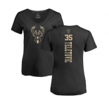 NBA Women's Nike Milwaukee Bucks #35 Mirza Teletovic Black One Color Backer Slim-Fit V-Neck T-Shirt