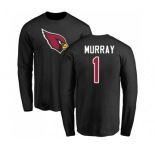 Football Arizona Cardinals #1 Kyler Murray Black Name & Number Logo Long Sleeve T-Shirt