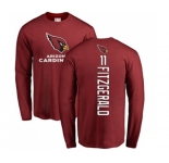 Football Arizona Cardinals #11 Larry Fitzgerald Maroon Backer Long Sleeve T-Shirt