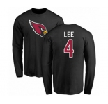 Football Arizona Cardinals #4 Andy Lee Black Name & Number Logo Long Sleeve T-Shirt