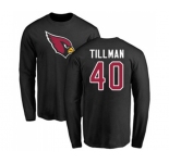 Football Arizona Cardinals #40 Pat Tillman Black Name & Number Logo Long Sleeve T-Shirt