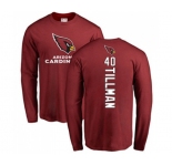 Football Arizona Cardinals #40 Pat Tillman Maroon Backer Long Sleeve T-Shirt