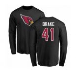 Football Arizona Cardinals #41 Kenyan Drake Black Name & Number Logo Long Sleeve T-Shirt