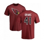 Football Arizona Cardinals #41 Kenyan Drake Maroon Name & Number Logo T-Shirt