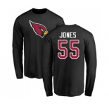 Football Arizona Cardinals #55 Chandler Jones Black Name & Number Logo Long Sleeve T-Shirt