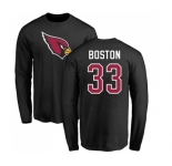 NFL Nike Arizona Cardinals #33 Tre Boston Black Name & Number Logo Long Sleeve T-Shirt