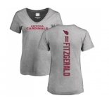 Football Women's Arizona Cardinals #11 Larry Fitzgerald Ash Backer V-Neck T-Shirt