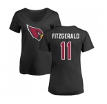 Football Women's Arizona Cardinals #11 Larry Fitzgerald Black Name & Number Logo T-Shirt