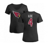 Football Women's Arizona Cardinals #4 Andy Lee Black Name & Number Logo T-Shirt