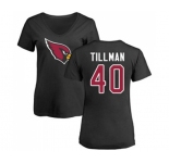 Football Women's Arizona Cardinals #40 Pat Tillman Black Name & Number Logo T-Shirt