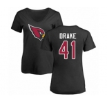 Football Women's Arizona Cardinals #41 Kenyan Drake Black Name & Number Logo T-Shirt