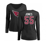 Football Women's Arizona Cardinals #55 Chandler Jones Black Name & Number Logo Long Sleeve T-Shirt