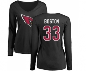 NFL Women's Nike Arizona Cardinals #33 Tre Boston Black Name & Number Logo Long Sleeve T-Shirt