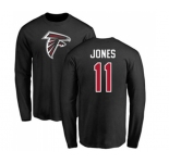 Football Atlanta Falcons #11 Julio Jones Black Name & Number Logo Long Sleeve T-Shirt