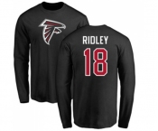 Football Atlanta Falcons #18 Calvin Ridley Black Name & Number Logo Long Sleeve T-Shirt