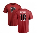 Football Atlanta Falcons #18 Calvin Ridley Red Name & Number Logo T-Shirt