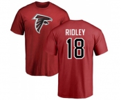 Football Atlanta Falcons #18 Calvin Ridley Red Name & Number Logo T-Shirt