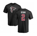 Football Atlanta Falcons #2 Matt Ryan Black Name & Number Logo T-Shirt