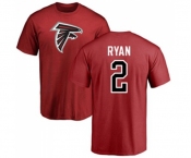 Football Atlanta Falcons #2 Matt Ryan Red Name & Number Logo T-Shirt