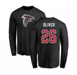 Football Atlanta Falcons #26 Isaiah Oliver Black Name & Number Logo Long Sleeve T-Shirt