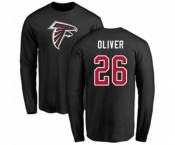 Football Atlanta Falcons #26 Isaiah Oliver Black Name & Number Logo Long Sleeve T-Shirt