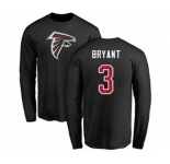 Football Atlanta Falcons #3 Matt Bryant Black Name & Number Logo Long Sleeve T-Shirt