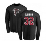Football Atlanta Falcons #32 Qadree Ollison Black Name & Number Logo Long Sleeve T-Shirt